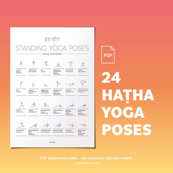 24 Standing Hatha Yoga Poses: Printable Yoga Poses Poster. Instant  Download, Digital Yoga Print, Sanskrit Asana, A4, Letter, PDF 