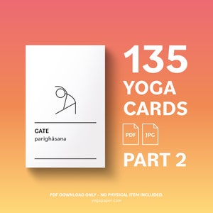 Yoga Cards: 135 hatha yoga stick figures including Sanskrit and English pose names. Printable yoga flashcards for yoga teachers image 1