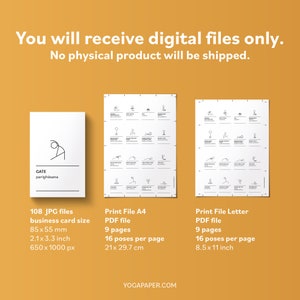 Yoga Cards: 135 hatha yoga stick figures including Sanskrit and English pose names. Printable yoga flashcards for yoga teachers image 2