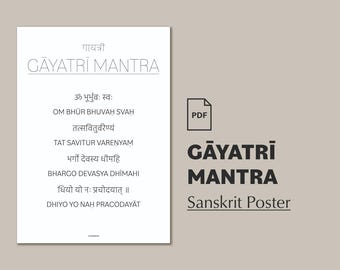 Gayatri Mantra Yoga Poster: Sanskrit Shanti Prayer (Digital PDF)