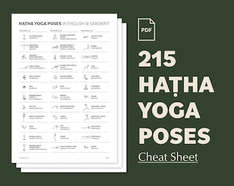 Yoga Poses Cheat Sheet: 215 Hatha Asanas (Printable PDF)