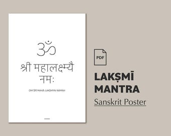 Lakshmi Mantra Print: Hindu Goddess Poster (Digital Download)