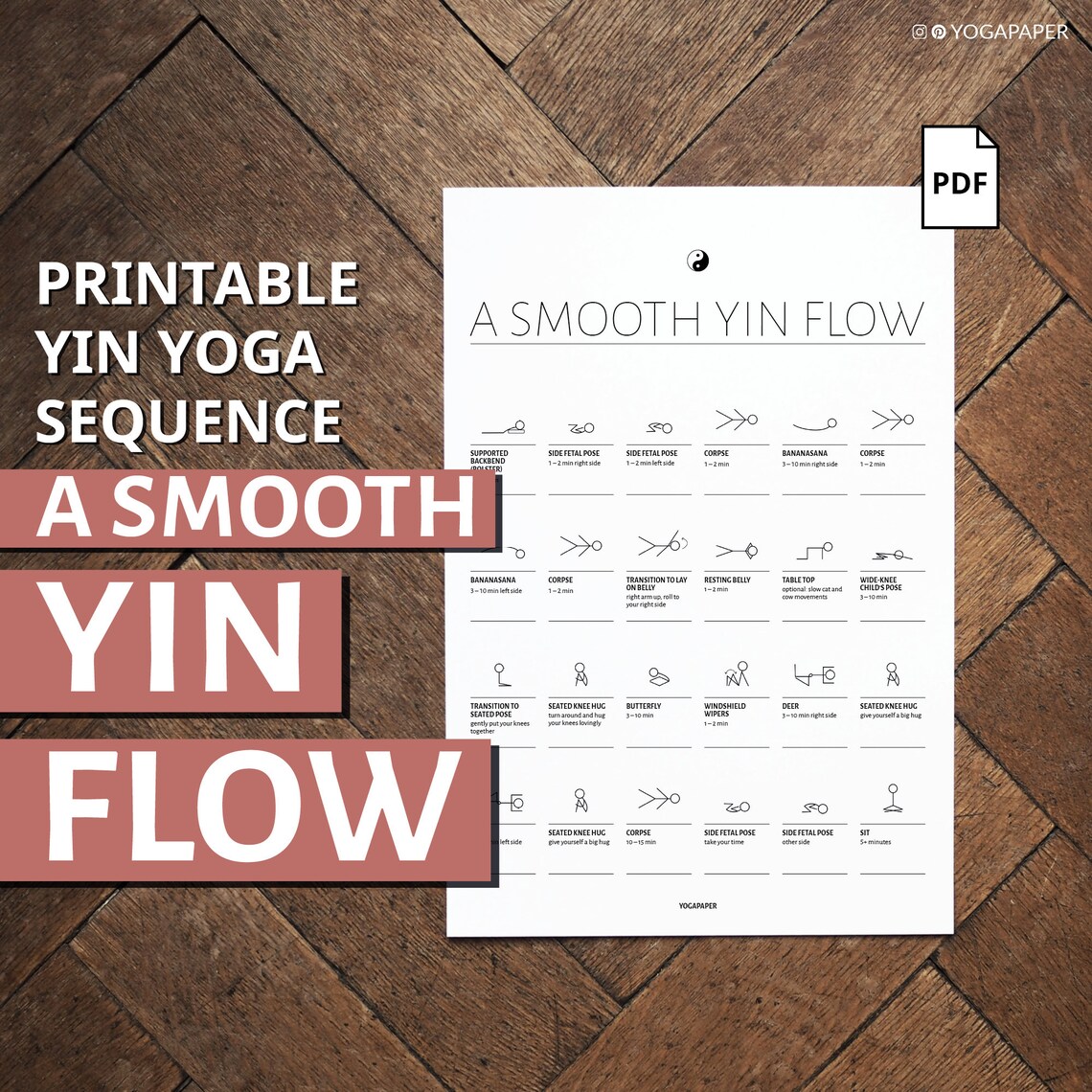 Yin Yoga Sequence PDF: Printable Download With Yoga Poses | Etsy