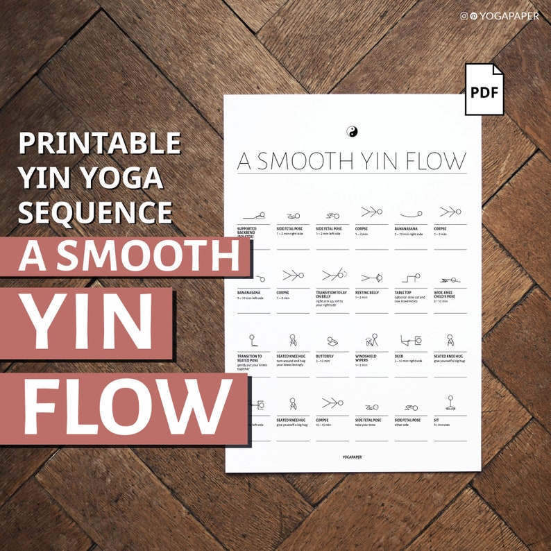 yin yoga sequence pdf printable download with yoga poses etsy