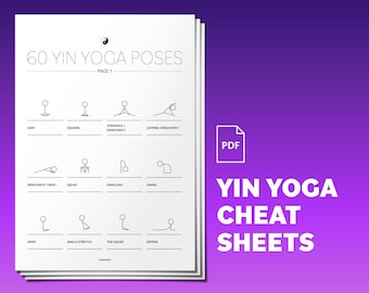 56 Yin Yoga Postures: Printable PDF Yin Yoga Poster With Stick-figure Poses  and English Names, 24x36, 18x24, Din A1, Printable Download 