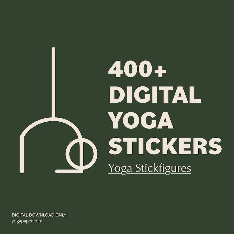 400+ Yoga Pose Stickers: Digital PNG Files, Canva Templates image 1