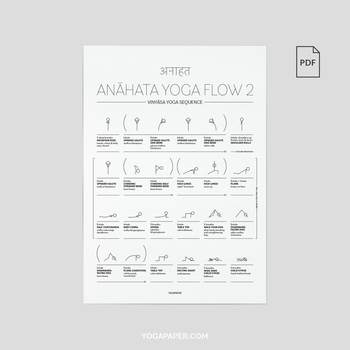 Heart-opening Anahata Yoga Flow: Printable Hatha Vinyasa Yoga - Etsy