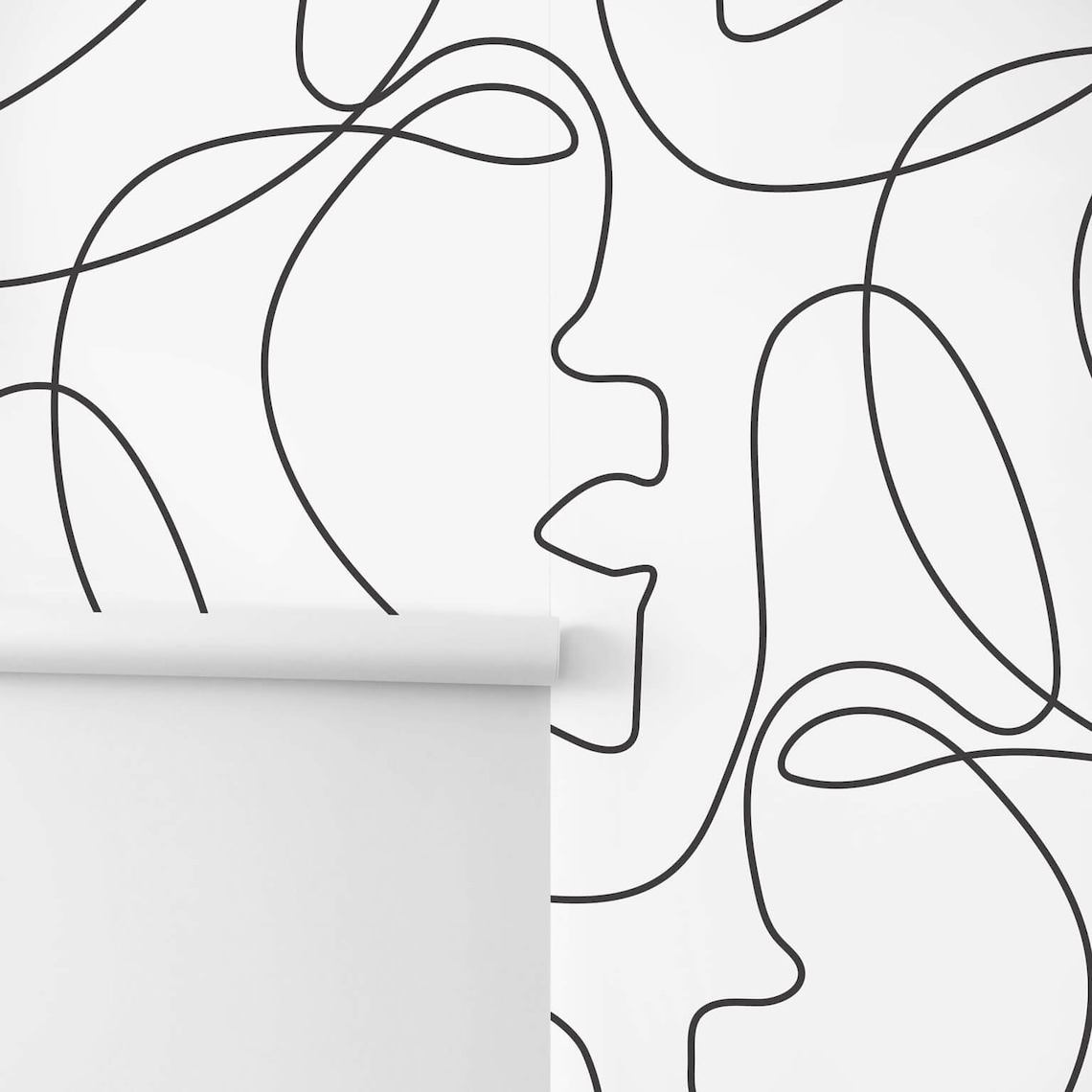 Line Art Minimal Design Removable Wallpaper Wall Mural Art Etsy