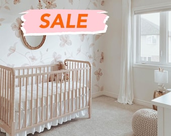 Floral Nursery Mural Wallpaper: Peel and Stick Fabric, Removable Accent Wall