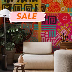Removable Mural Living Room Wallpaper African Fabric Print Wall Mural Peel And Stick Wallpaper Temporary Accent Wall Paper For Walls