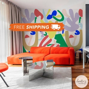 Large Wall Murals Abstract Matisse Mural Contemporary Wallpaper Peel And Stick Fabric Wallpaper Living Room Wallpaper Accent Wall Mural