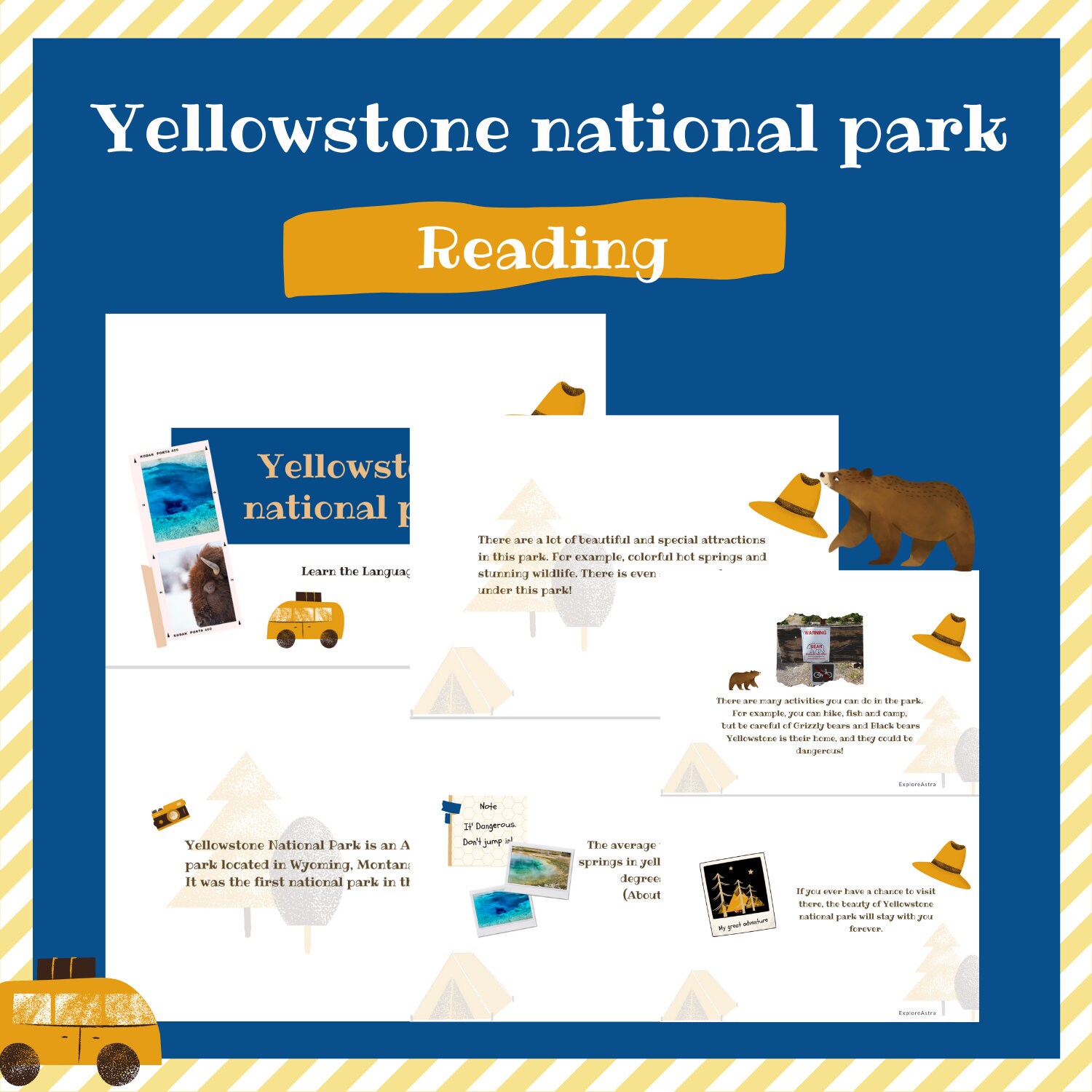 Kids learning activity Yellowstone National Park Adventure Etsy