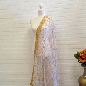 White Embroidered Dupatta