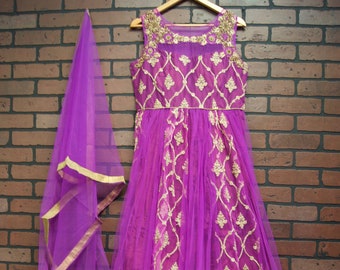 Indian Salwar Kameez Churidar Purple Gold