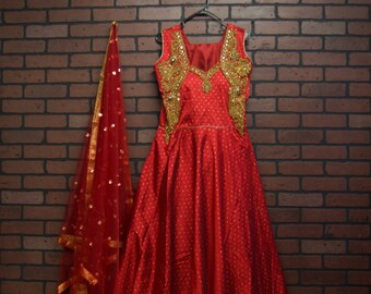 SIZE 40 Indian Salwar Kameez Suit Churidar Red