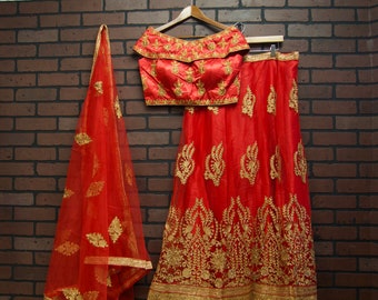 bridal lehenga red and golden online