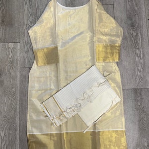 Traditional Onam Tissue Churidhar Set