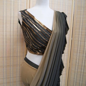 Ombré Indian Saree Sari Pre-stitched Pre-draped One Minute Party-wear