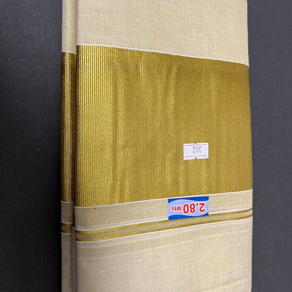 Traditional Kerala golden Tissue set Mundu