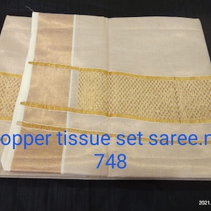 Indisches Onam Traditionelles Kupfer Taschentuch Set Saree