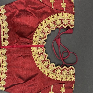 Indian Saree Blouse Maroon with embroidery work