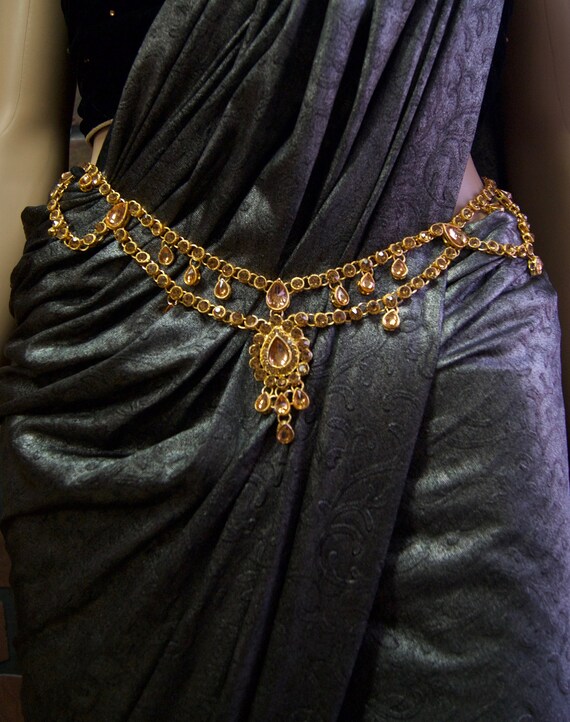 de moda india oro cintura cadena Saree Etsy España