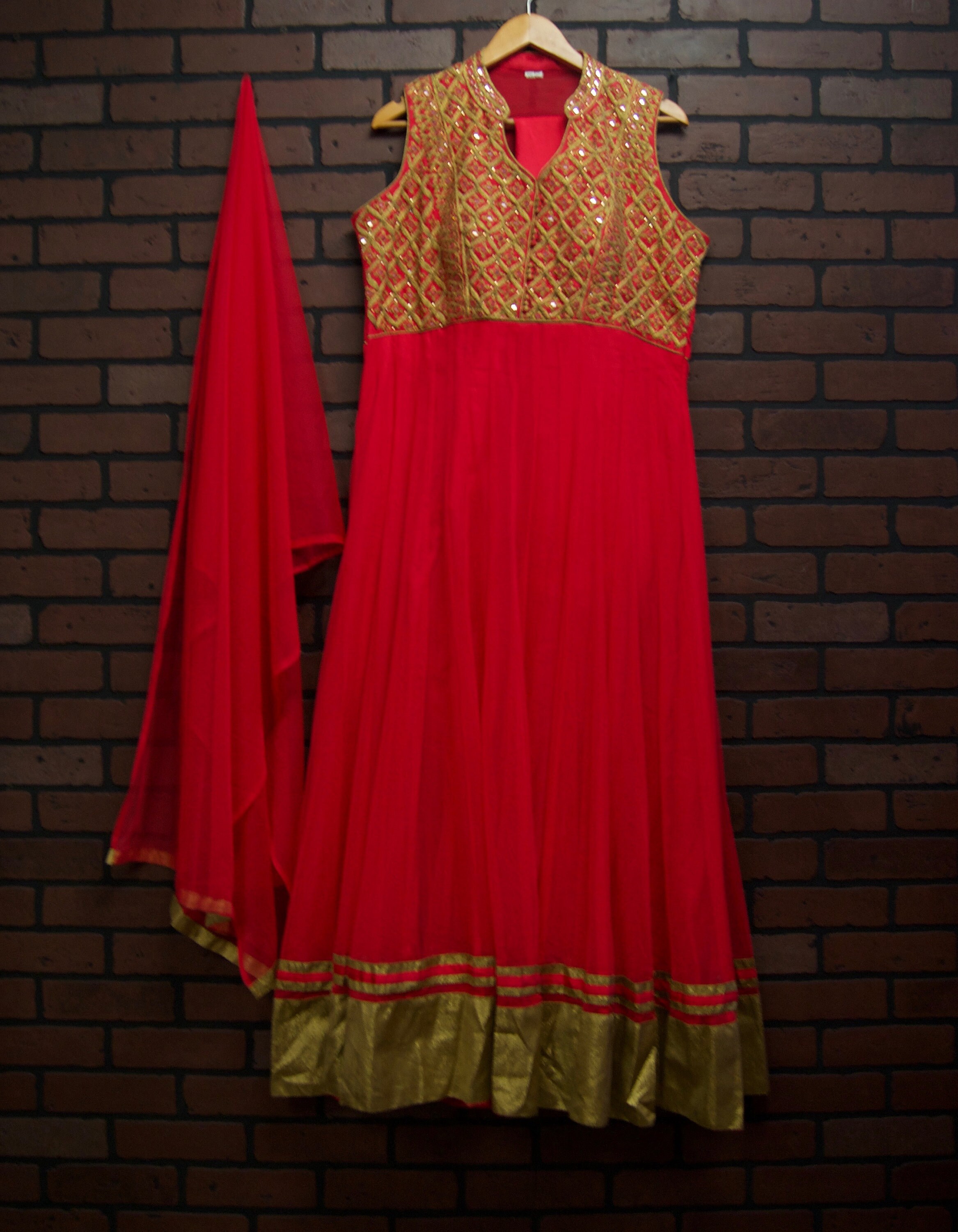 Indian Salwar Kameez Suit Churidar Plus Size Red Gold | Etsy