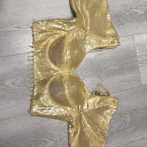 Mörkgyllene Sequence Sari/Lehenga Blus