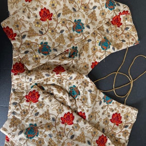 PLUS SIZE 40 Indian Saree Choli Blouse Floral Embroidery