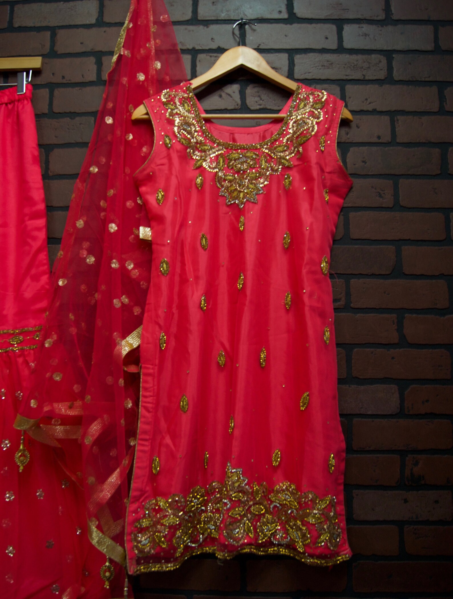 Hot Pink Magenta Gharara Model Suit Gold Polka Dots | Etsy