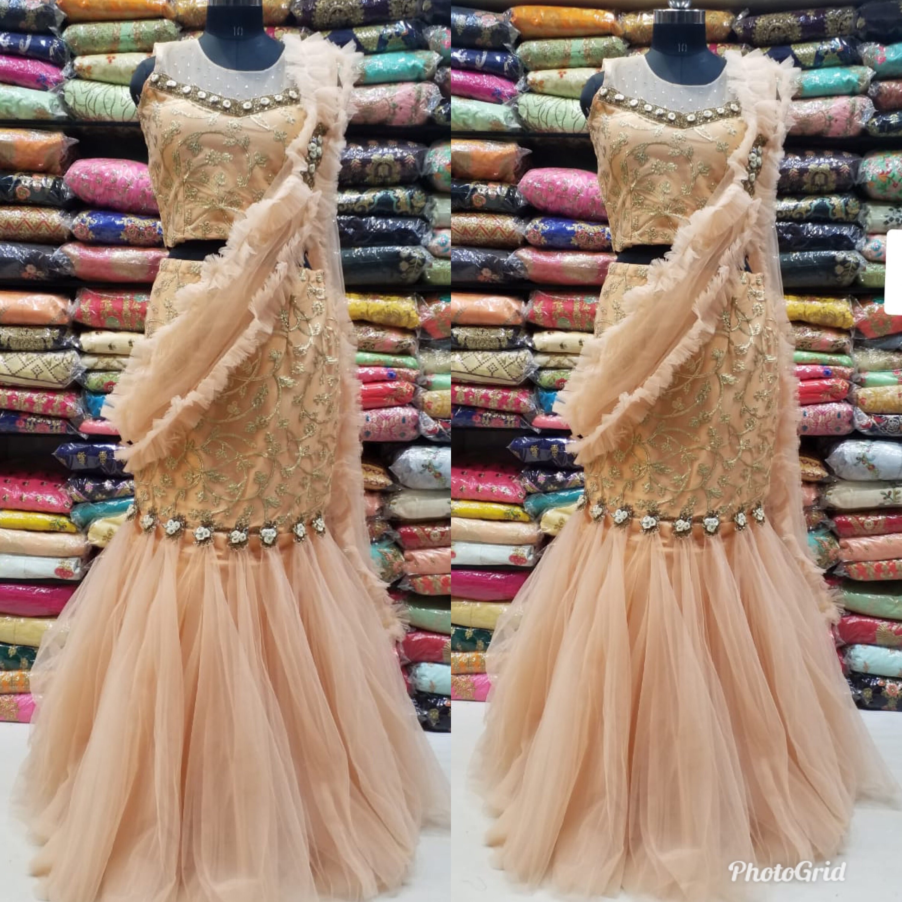 peach and gold indian dress