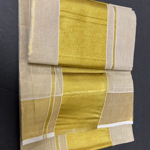 Traditional Kerala golden Tissue set Mundu