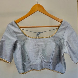 Grey and Gold Saree Choli Lehenga Blouse