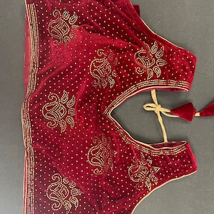 Indian Saree/ Lehenga Choli Red Velvet  Blouse
