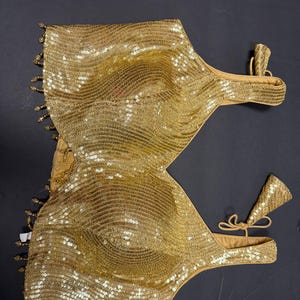 Mörkgyllene Sequence Sari/Lehenga Blus