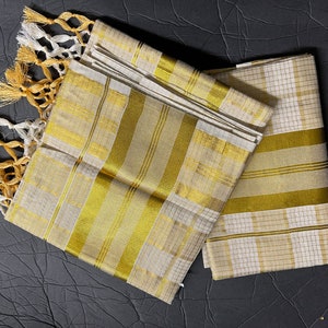 Traditional Kerala golden Tissue set Mundu