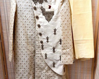 Mens Sherwani Wedding Golden Color