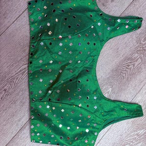 Green Color Choli/ Saree blouse with mirror