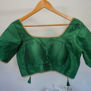 Dark Green and Gold Saree Choli Lehenga Blouse