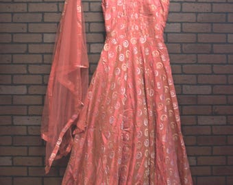 Indian Salwar Kameez Suit Churidar Red Rust Gown