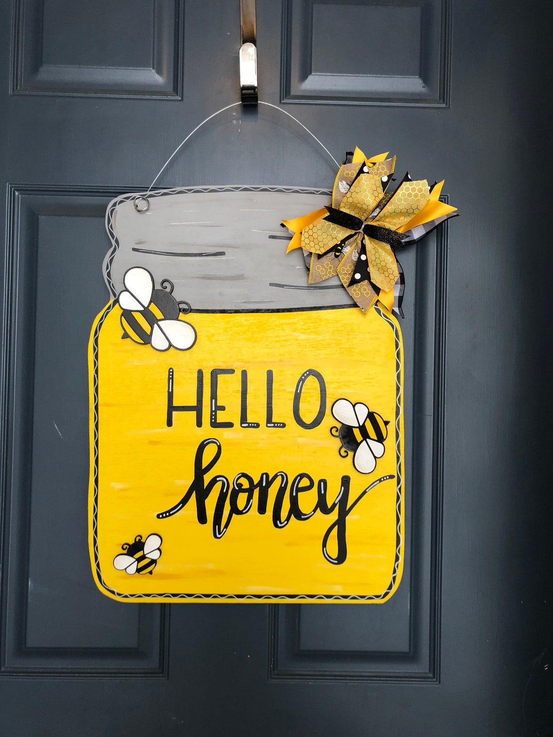 Mason jar and bees door hanger Bee Door Hanger Summer Door Etsy