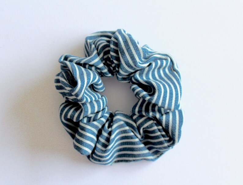 Dark Blue Stripe Scrunchie Hair Tie Fashion Elastic Band Etsy