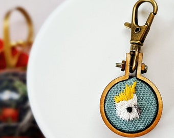 Embroidered Keychain - Cockatoo