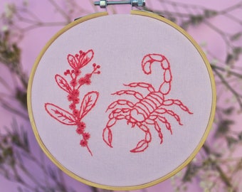 MADE TO ORDER - Australian Astrological Hand Embroidery - Scorpio
