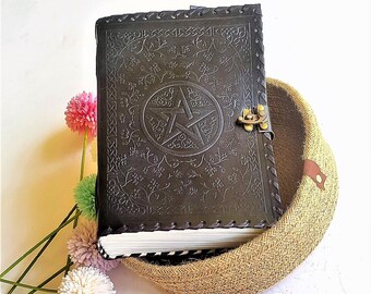 1000 Seiten großes Leder Journal mit Schloss, geprägte handgefertigte Leder Grimoire Tagebücher