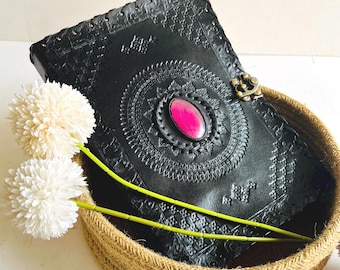 Diario grande de cuero con candado, diarios grimorios hechos a mano en cuero repujado, libro de hechizos, libro de las sombras