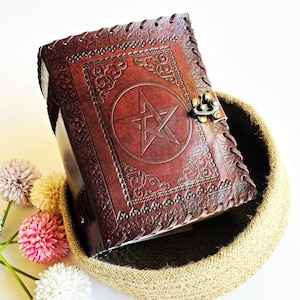 1000 Page Thick Leather Grimoire Journal, Handmade Leather Journal Locking