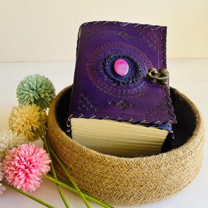 600 Pages Leather Journal, Embossed Grimoire with Lock, Spell Book Journal