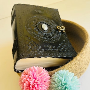 Large Leather Journal with 600 Pages , Embossed Handmade Leather Grimoire Diaries, Spell Book