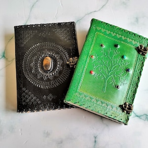 Leather Journal with Crystal, 200 Pages Journal with Lock - Pack Of 2